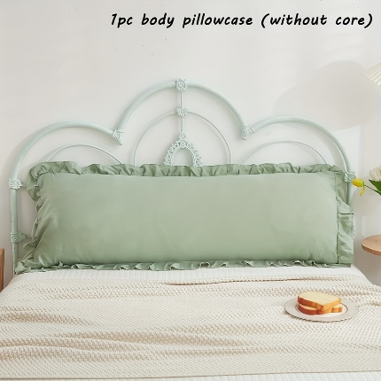 （总）跨境专供 化纤磨毛纯色荷叶边枕套长枕单枕套51*137 