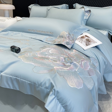 （总）星蕴家纺 2025新款澳棉纯棉正宗长绒棉刺绣四件套-绽放