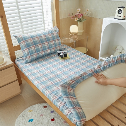 91家纺网 家纺一手货源 找家纺 （总）全棉色织水洗棉床笠学生宿舍上下铺席梦思床垫套床罩A类