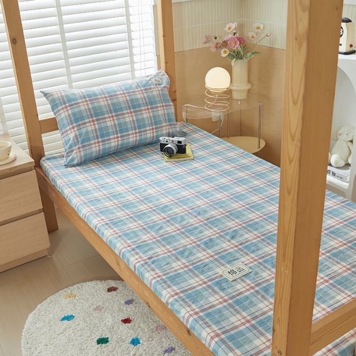 91家纺网 家纺一手货源 找家纺 （总）全棉色织水洗棉床笠学生宿舍上下铺席梦思床垫套床罩A类