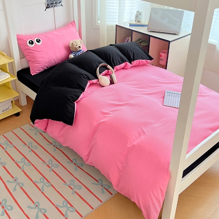 91家纺网 家纺一手货源 找家纺 （总）2025新款大眼睛毛巾绣纯色双拼水洗棉大学生宿舍三件套四件套四季通用宿舍用品