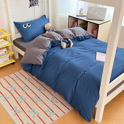 91家纺网 家纺一手货源 找家纺 （总）2025新款大眼睛毛巾绣纯色双拼水洗棉大学生宿舍三件套四件套四季通用宿舍用品