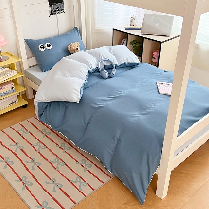 91家纺网 家纺一手货源 找家纺 （总）2025新款大眼睛毛巾绣纯色双拼水洗棉大学生宿舍三件套四件套四季通用宿舍用品