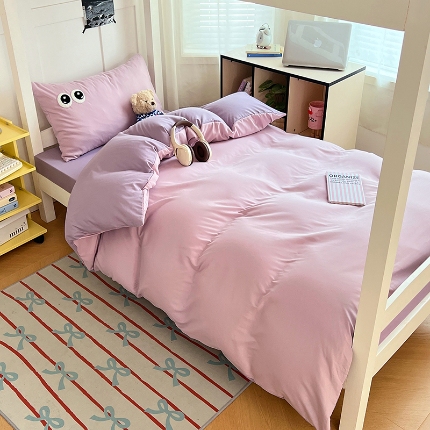 91家纺网 家纺一手货源 找家纺 （总）2025新款大眼睛毛巾绣纯色双拼水洗棉大学生宿舍三件套四件套四季通用宿舍用品