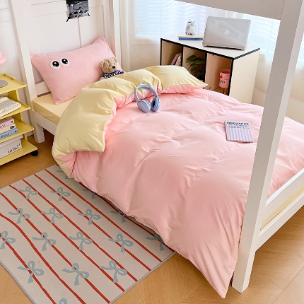 91家纺网 家纺一手货源 找家纺 （总）2025新款大眼睛毛巾绣纯色双拼水洗棉大学生宿舍三件套四件套四季通用宿舍用品