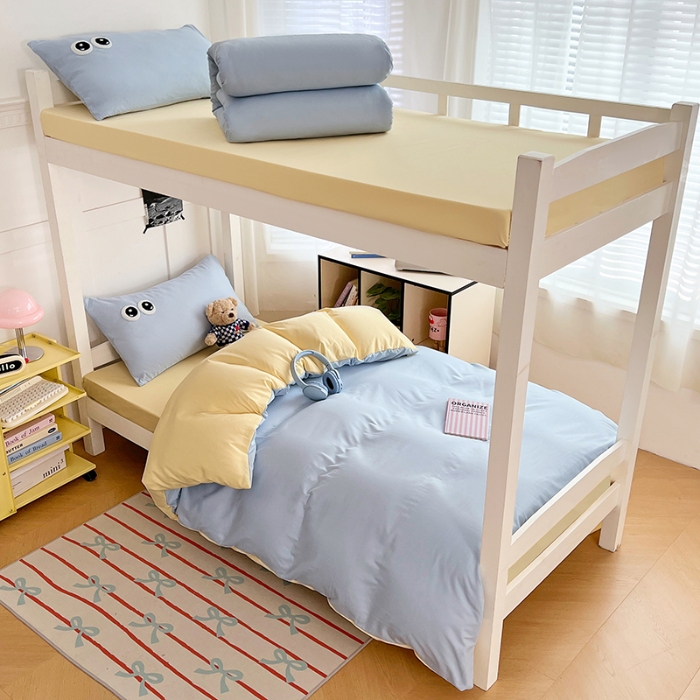 91家纺网 家纺一手货源 找家纺 （总）2025新款大眼睛毛巾绣纯色双拼水洗棉大学生宿舍三件套四件套四季通用宿舍用品