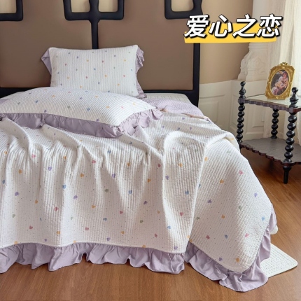 91家纺网 家纺一手货源 找家纺 （总）花边天丝床盖三件套260×240CM