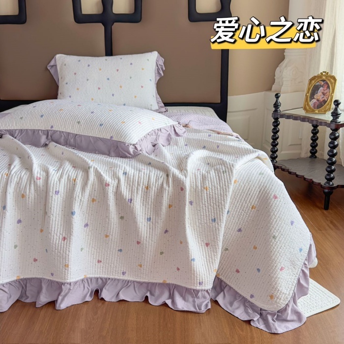 91家纺网 家纺一手货源 找家纺 （总）花边天丝床盖三件套260×240CM