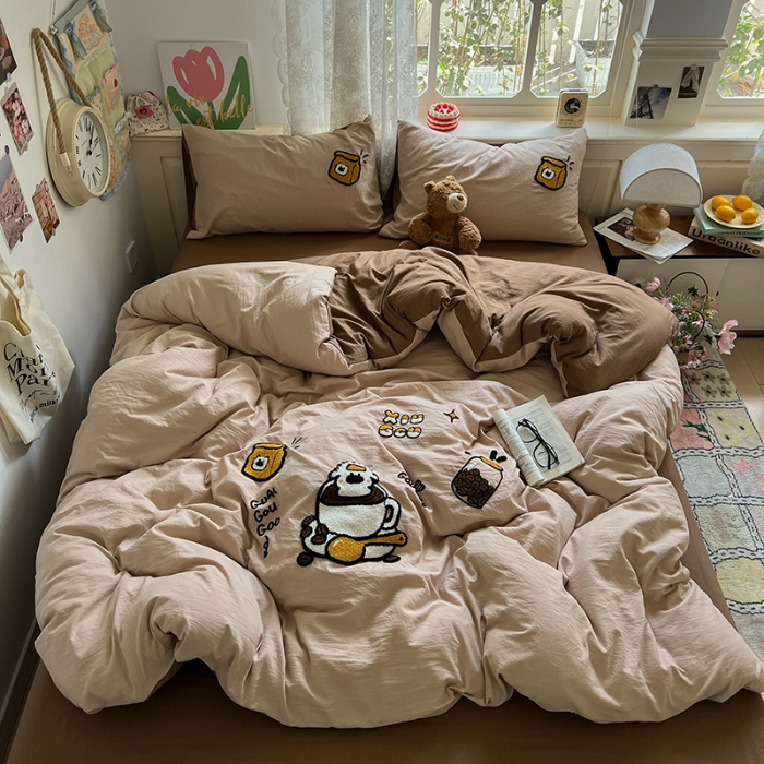 91家纺网 家纺一手货源 找家纺 （总）曼谷家纺 2025新款软糯毛巾绣水洗棉四件套