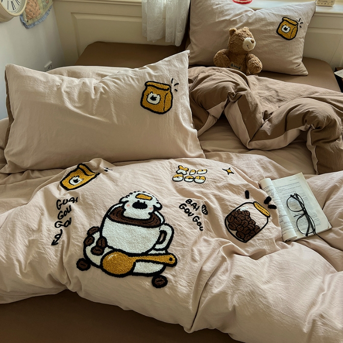 91家纺网 家纺一手货源 找家纺 （总）曼谷家纺 2025新款软糯毛巾绣水洗棉四件套