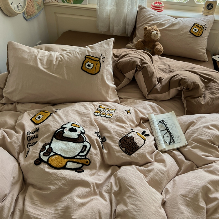 91家纺网 家纺一手货源 找家纺 （总）曼谷家纺 2025新款软糯毛巾绣水洗棉四件套