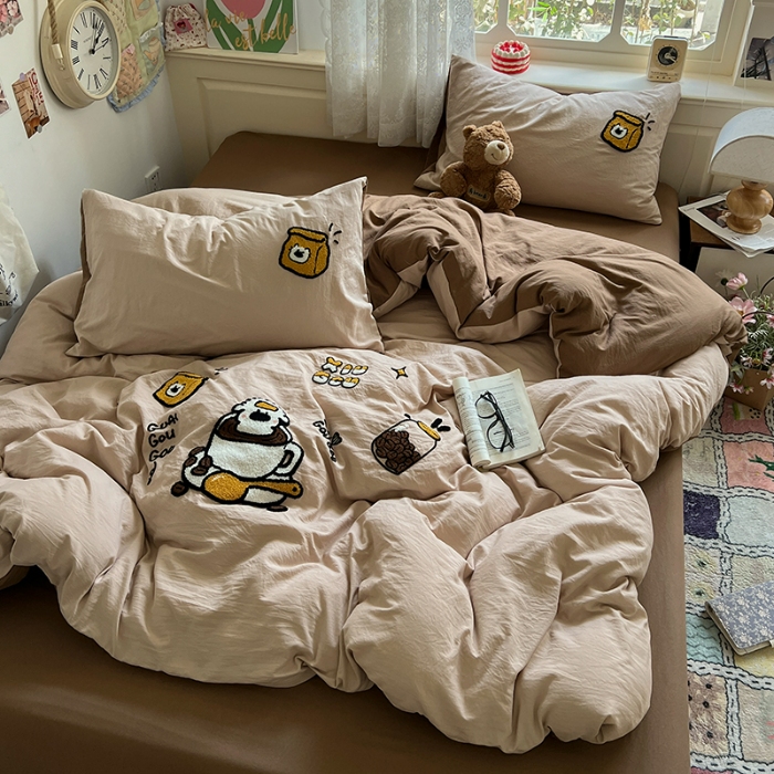 91家纺网 家纺一手货源 找家纺 （总）曼谷家纺 2025新款软糯毛巾绣水洗棉四件套