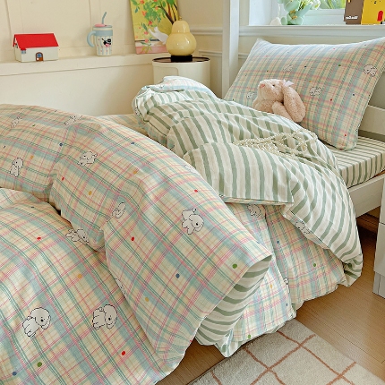 91家纺网 家纺一手货源 找家纺 全棉高品质新疆棉印花四件套学生三件套床单款床笠款