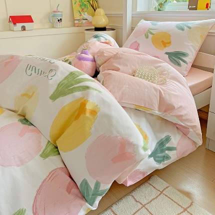 91家纺网 家纺一手货源 找家纺 全棉高品质新疆棉印花四件套学生三件套床单款床笠款