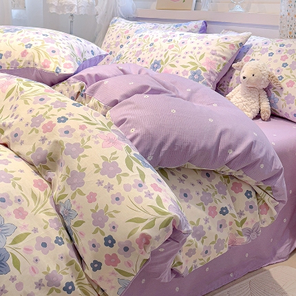 91家纺网 家纺一手货源 找家纺 全棉高品质新疆棉印花四件套学生三件套床单款床笠款