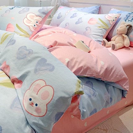 91家纺网 家纺一手货源 找家纺 全棉高品质新疆棉印花四件套学生三件套床单款床笠款