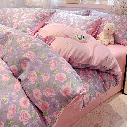 91家纺网 家纺一手货源 找家纺 全棉高品质新疆棉印花四件套学生三件套床单款床笠款