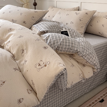 91家纺网 家纺一手货源 找家纺 全棉高品质新疆棉印花四件套学生三件套床单款床笠款