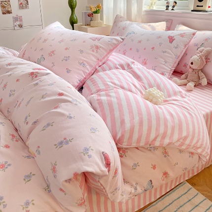 91家纺网 家纺一手货源 找家纺 全棉高品质新疆棉印花四件套学生三件套床单款床笠款