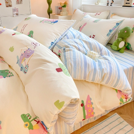 91家纺网 家纺一手货源 找家纺 全棉高品质新疆棉印花四件套学生三件套床单款床笠款