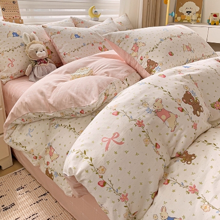 91家纺网 家纺一手货源 找家纺 全棉高品质新疆棉印花四件套学生三件套床单款床笠款