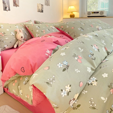 91家纺网 家纺一手货源 找家纺 全棉高品质新疆棉印花四件套学生三件套床单款床笠款