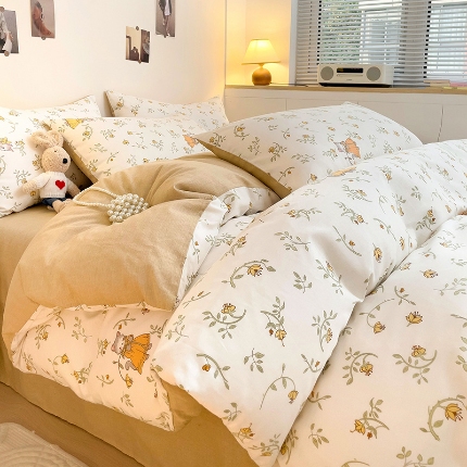 91家纺网 家纺一手货源 找家纺 全棉高品质新疆棉印花四件套学生三件套床单款床笠款