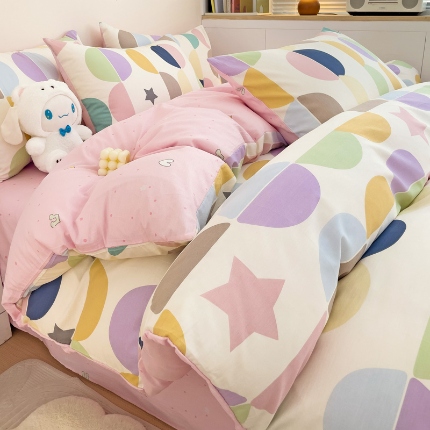 91家纺网 家纺一手货源 找家纺 全棉高品质新疆棉印花四件套学生三件套床单款床笠款