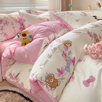 91家纺网 家纺一手货源 找家纺 全棉高品质新疆棉印花四件套学生三件套床单款床笠款