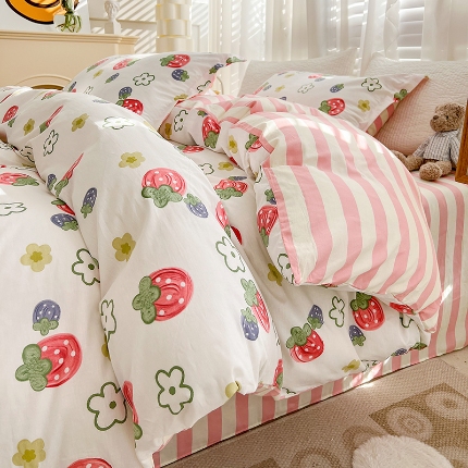 91家纺网 家纺一手货源 找家纺 全棉高品质新疆棉印花四件套学生三件套床单款床笠款