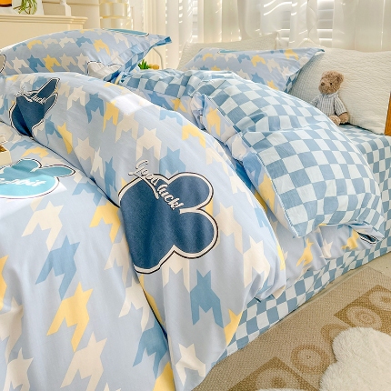 91家纺网 家纺一手货源 找家纺 全棉高品质新疆棉印花四件套学生三件套床单款床笠款