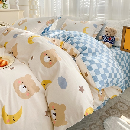 91家纺网 家纺一手货源 找家纺 全棉高品质新疆棉印花四件套学生三件套床单款床笠款