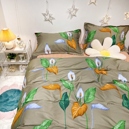 91家纺网 家纺一手货源 找家纺 全棉高品质新疆棉印花四件套学生三件套床单款床笠款