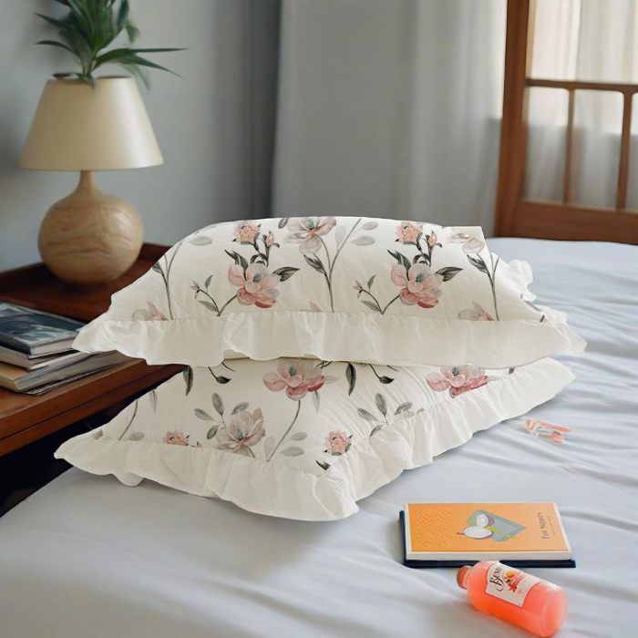 91家纺网 家纺一手货源 找家纺 （总）跨境专供 出口美式磨毛印花枕套一对荷叶边枕头套 