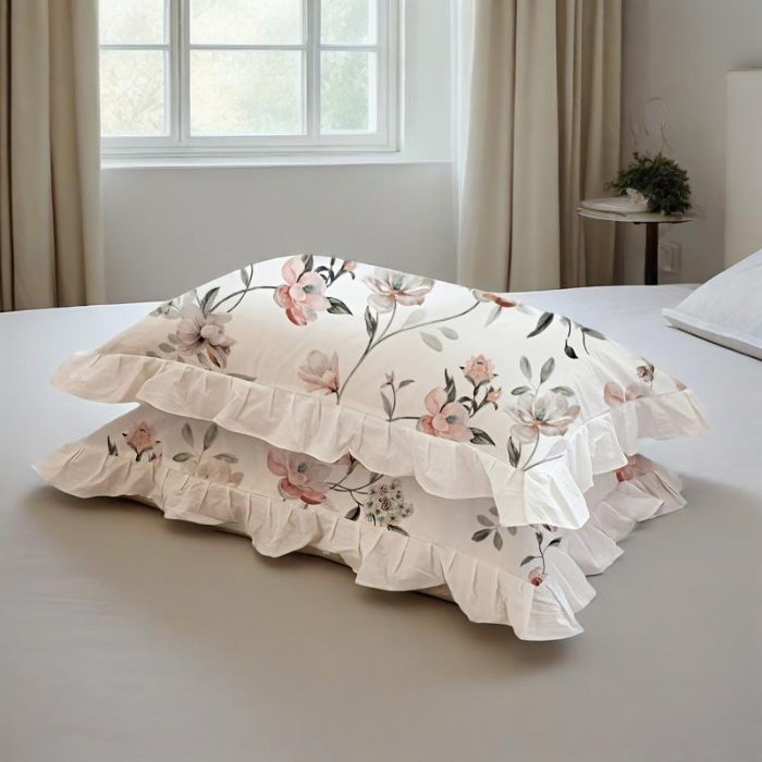 91家纺网 家纺一手货源 找家纺 （总）跨境专供 出口美式磨毛印花枕套一对荷叶边枕头套 