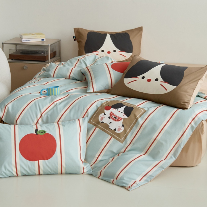 91家纺网 家纺一手货源 找家纺 （总）RYB红黄兰 开学季2025新款ins设计师原创13372大版卡通数码印花40s全棉纯棉三件套四件套