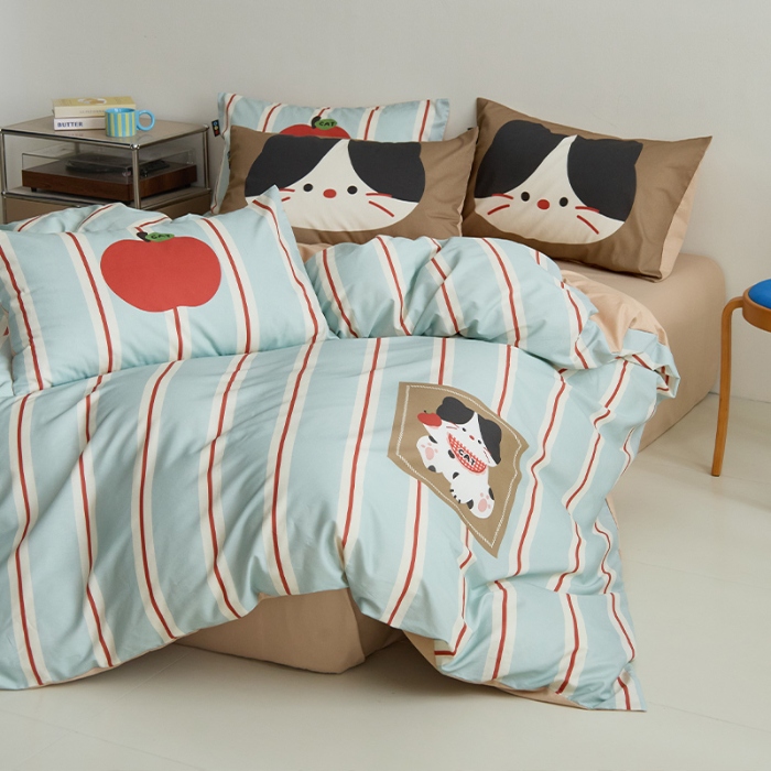 91家纺网 家纺一手货源 找家纺 （总）RYB红黄兰 开学季2025新款ins设计师原创13372大版卡通数码印花40s全棉纯棉三件套四件套