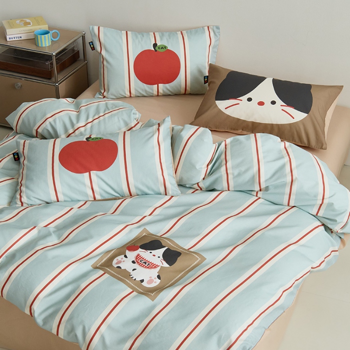 91家纺网 家纺一手货源 找家纺 （总）RYB红黄兰 开学季2025新款ins设计师原创13372大版卡通数码印花40s全棉纯棉三件套四件套