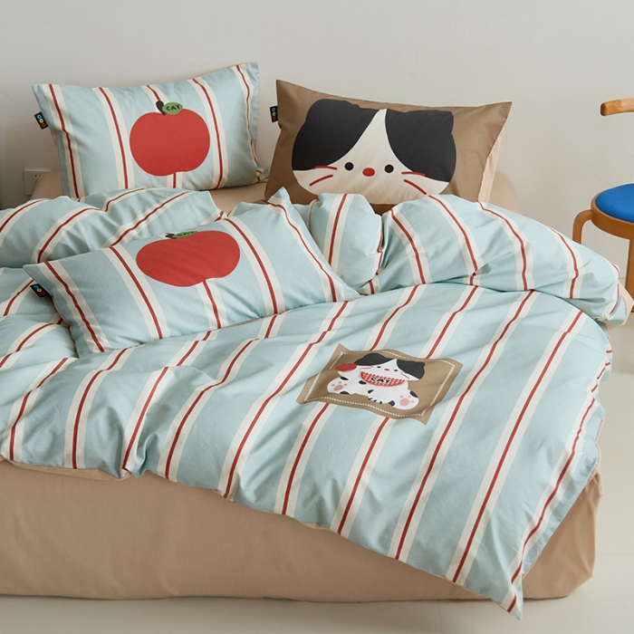 91家纺网 家纺一手货源 找家纺 （总）RYB红黄兰 开学季2025新款ins设计师原创13372大版卡通数码印花40s全棉纯棉三件套四件套