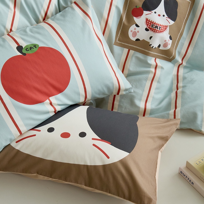 91家纺网 家纺一手货源 找家纺 （总）RYB红黄兰 开学季2025新款ins设计师原创13372大版卡通数码印花40s全棉纯棉三件套四件套