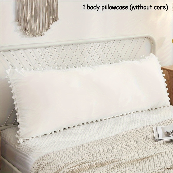 91家纺网 家纺一手货源 找家纺 （总）跨境专供 化纤磨毛纯色吊球枕套长枕单枕套51*137 