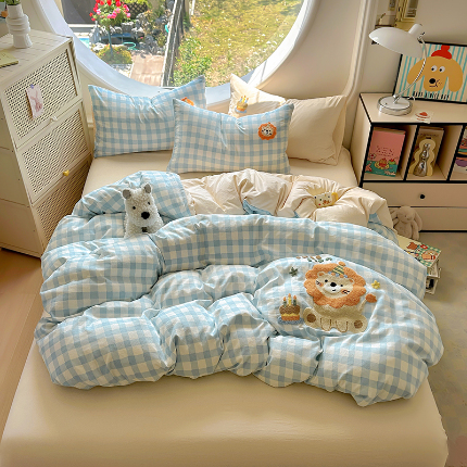 91家纺网 家纺一手货源 找家纺 （总）百寐 2025新款亲肤柔软水洗棉卡通可爱学生季宿舍床三四件套非全棉毛巾绣
