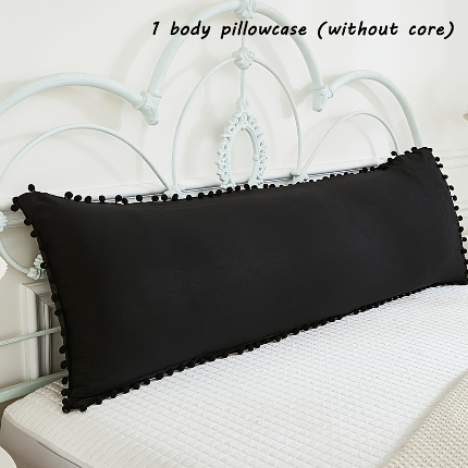 91家纺网 家纺一手货源 找家纺 （总）跨境专供 化纤磨毛纯色吊球枕套长枕单枕套51*137 