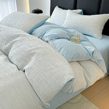 91家纺网 家纺一手货源 找家纺 （总）静家居-简约原创家纺 2025新款全棉穿绳工艺大提花四件套-风格1