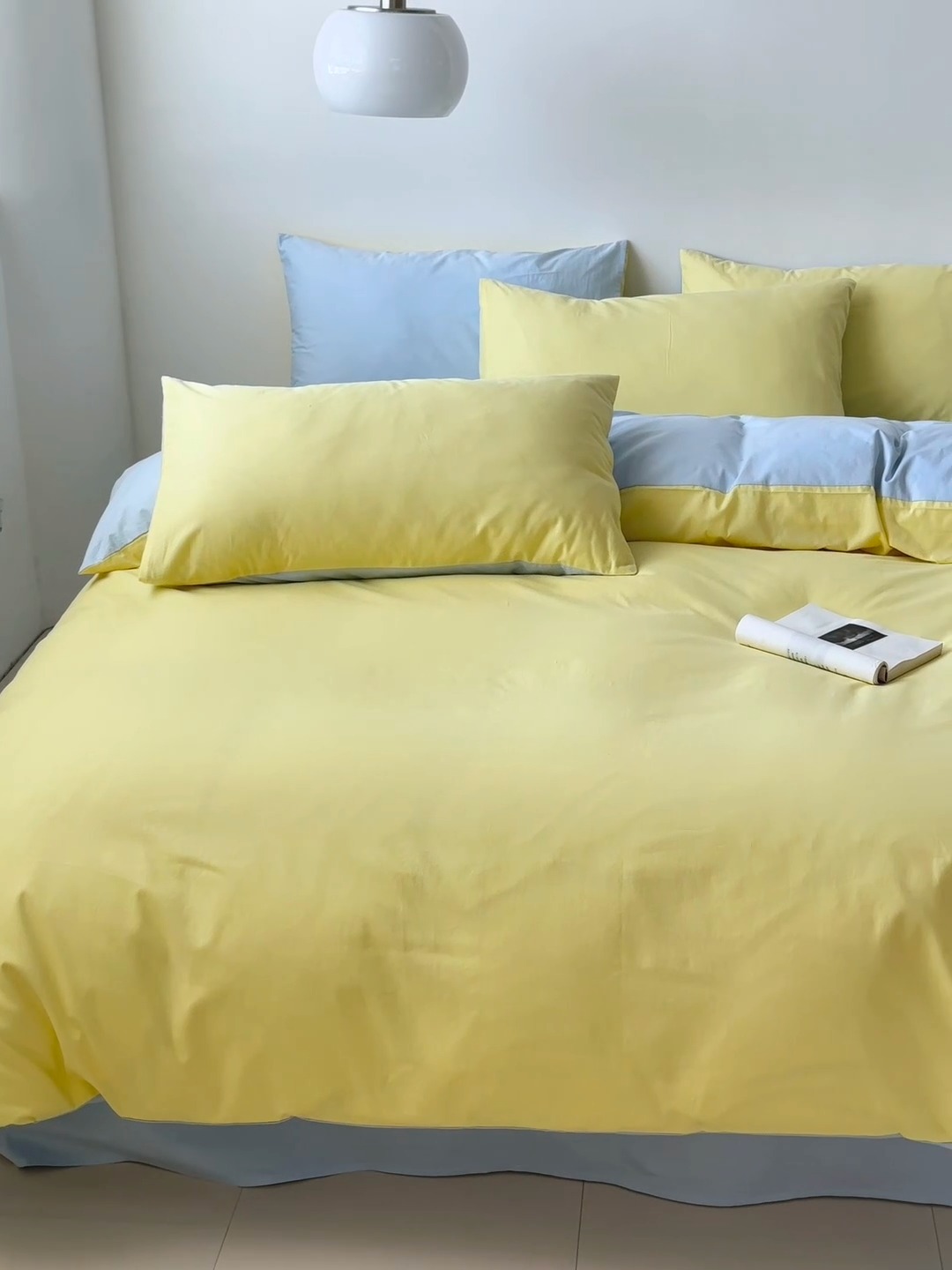 91家纺网 家纺一手货源 找家纺 （总）兰紫橙家纺 2025新款简约款13372喷气全棉纯色双拼四件套