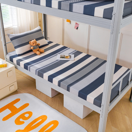 91家纺网 家纺一手货源 找家纺 （总）斯尔顿 2025新款13070全棉纯棉印花学生宿舍上下铺套件-第一批单品床垫套床垫套单件