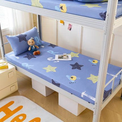 91家纺网 家纺一手货源 找家纺 （总）斯尔顿 2025新款13070全棉纯棉印花学生宿舍上下铺套件-第一批单品床垫套床垫套单件