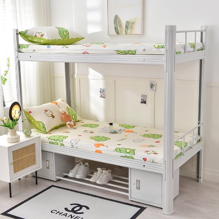 91家纺网 家纺一手货源 找家纺 （总）斯尔顿 2025新款13070全棉纯棉印花学生宿舍上下铺套件-第二批单品床垫套床垫套单件