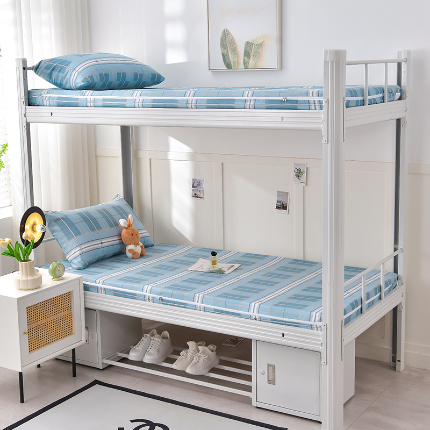 91家纺网 家纺一手货源 找家纺 （总）斯尔顿 2025新款13070全棉纯棉印花学生宿舍上下铺套件-第二批单品床垫套床垫套单件