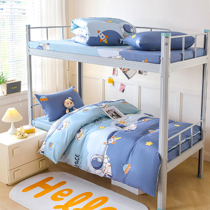 91家纺网 家纺一手货源 找家纺 （总）斯尔顿 2025新款13070全棉纯棉印花学生宿舍上下铺三件套-第一批